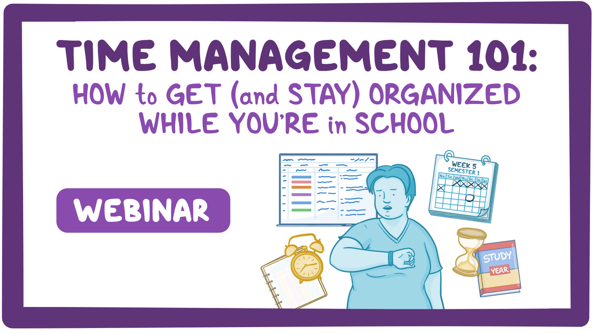 Event thumbnail for the Time Management 101: How to get (and stay) organized while you're in school webinar